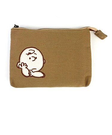 スヌーピー 3ポケットポーチ チャーリー・ブラウンリラックスタイム2 PEANUTS 小物入れ ブラウン
