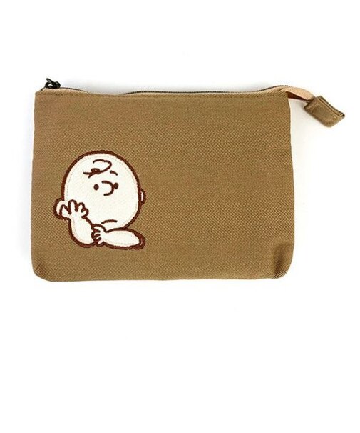 スヌーピー 3ポケットポーチ チャーリー・ブラウンリラックスタイム2 PEANUTS 小物入れ ブラウン