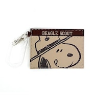 スヌーピー シングルパスケース フェイスアップ ビーグル・スカウト ブラウン