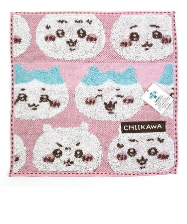 ちいかわ ラインアップちいかわ ミニタオル ハンドタオル タオルハンカチ ピンク