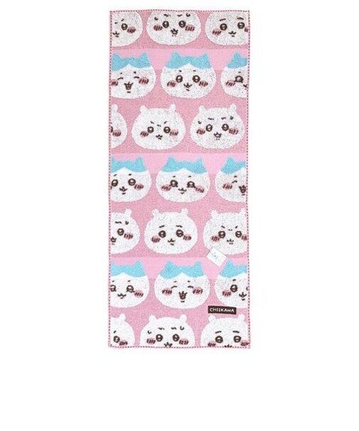 ちいかわ ラインアップちいかわ ファイスタオル  洗面 お風呂 スポーツ ピンク