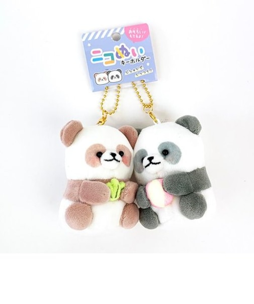 ニコぬいキーホルダー パンダ ぬいぐるみ マスコット ホワイト