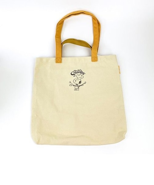 スヌーピー 2ハンドル トートバッグ ホワイト シェフスヌーピー バッグ サブバッグ 学校 オフィス