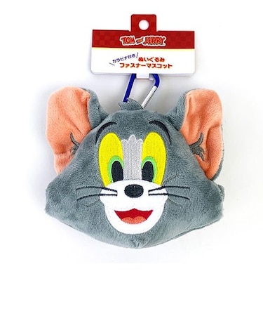 トムとジェリー カラビナ付きぬいぐるみファスナーマスコット (トム) グレー