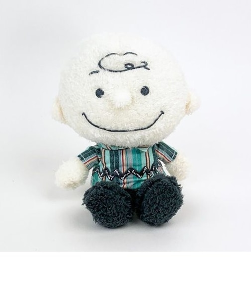 スヌーピー チャーリーブラウン ミントストライプ ぬいぐるみ Sサイズ インテリア クリーム