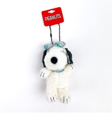 スヌーピー ベル ミントストライプ マスコット キーホルダー ぬいぐるみ クリーム
