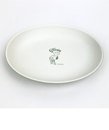 スヌーピーSNOOPY 木目調オーバルプレート シェフ グリーン 皿 キッチン