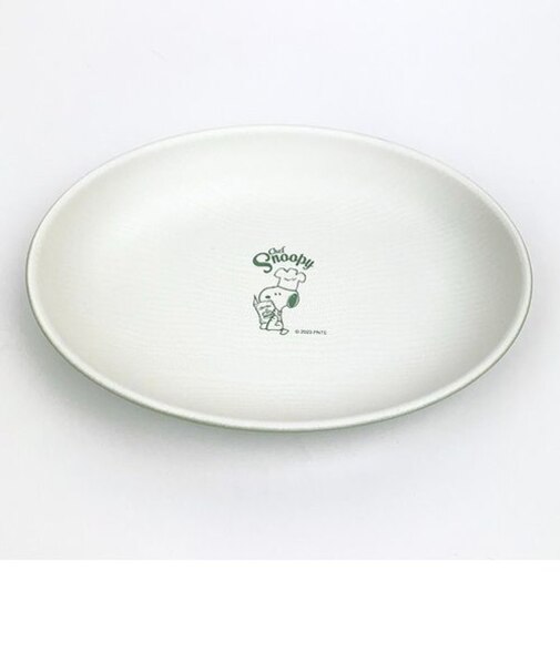 スヌーピーSNOOPY 木目調オーバルプレート シェフ グリーン 皿 キッチン