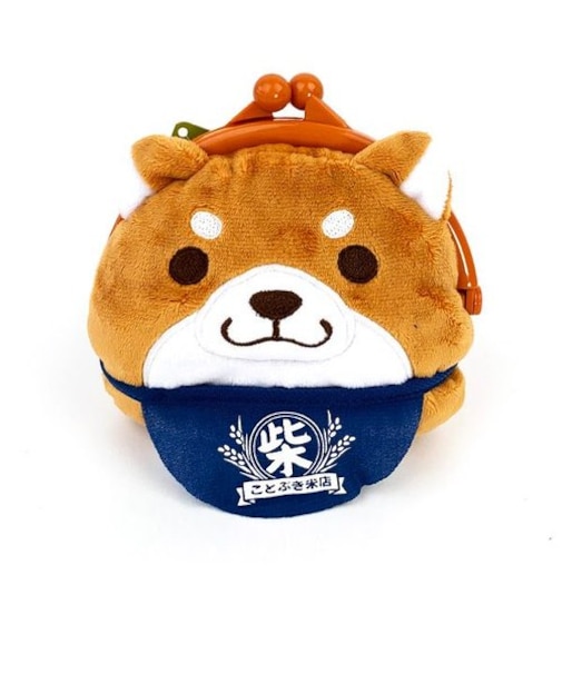 忠犬もちしば プラがまぐち (フェイス・おかか) ブラウン ポーチ