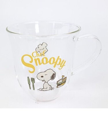 スヌーピー 耐熱ガラスマグ （ワンポイントシェフスヌーピー） ガラスコップ キッチン SNOOPY