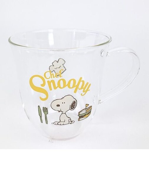 スヌーピー 耐熱ガラスマグ （ワンポイントシェフスヌーピー） ガラスコップ キッチン SNOOPY