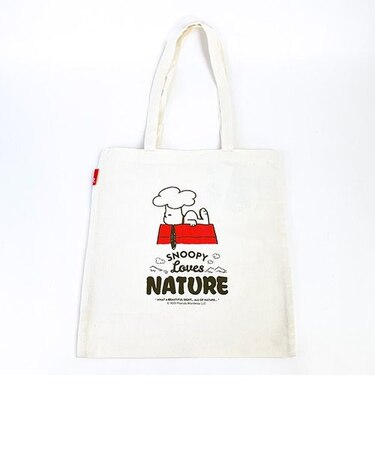 スヌーピー フラットトートバッグ ホワイト doghouse 学校 オフィス PEANUTS