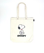 スヌーピー サガラキャンバス スクエアトート ホワイト バッグ サブバッグ