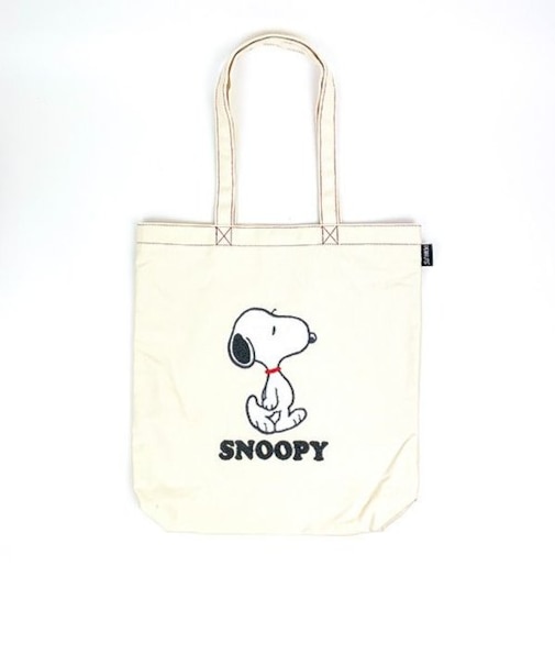 スヌーピー サガラキャンバス スクエアトート ホワイト バッグ サブバッグ