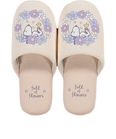 スヌーピー 花いっぱい スリッパ ブルー フリーサイズ SNOOPY