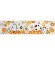 スヌーピー 花いっぱい ロングマット【45×180cm】 オレンジ キッチン SNOOPY