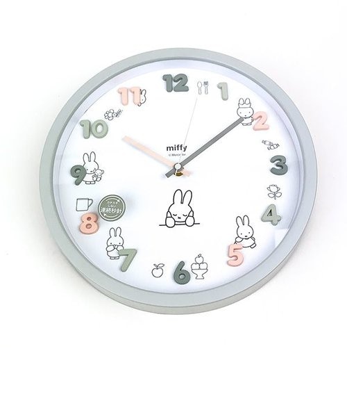 ミッフィー miffy アイコンウォールクロック グレー 掛け時計