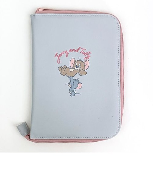 トムとジェリー タフィー オープンマルチケース グレー 母子手帳ケース 通帳ケース ベビー