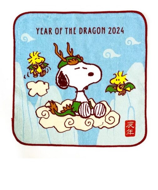 スヌーピー ミニタオル 干支 辰年 龍 干支ドラゴン 2024 レッド