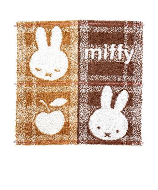 ミッフィー ミニタオル おかおチェック柄 ブラウン 西川