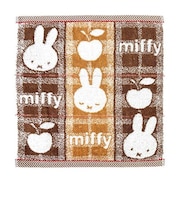 ミッフィー ウォッシュタオル おかおチェック柄 ブラウン 西川