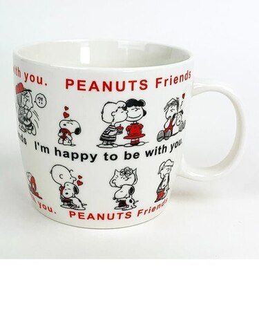 スヌーピー ほっこりマグ L （ピーナッツフレンズ） レッド スープカップ 約380ml SNOOPY