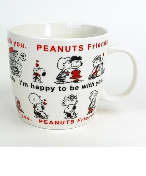 スヌーピー ほっこりマグ L （ピーナッツフレンズ） レッド スープカップ 約380ml SNOOPY
