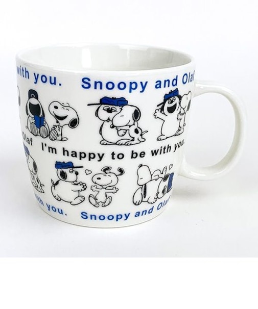 スヌーピー ほっこりマグ L （スヌーピー＆オラフ） ブルー スープカップ 約380ml SNOOPY