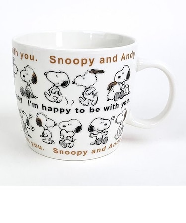 スヌーピー ほっこりマグ L （スヌーピー＆アンディ） ベージュ スープカップ 約380ml SNOOPY