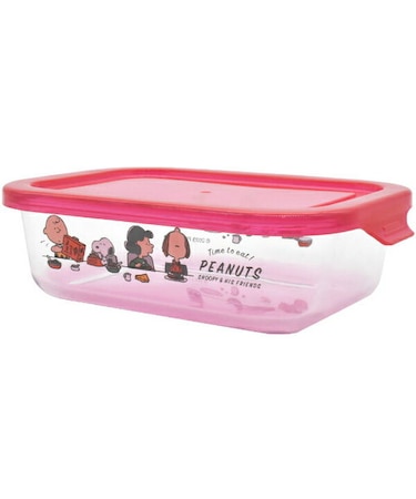 スヌーピー SNOPPY ガラス容器（M） レッド キッチン PEANUTS