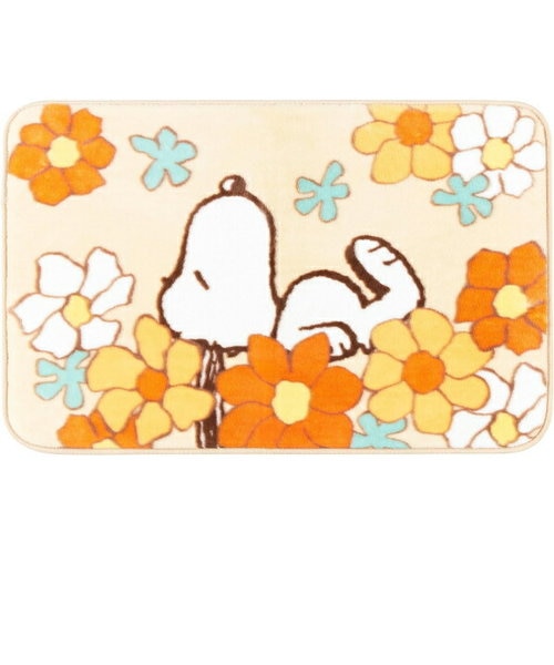 スヌーピー 花いっぱい インテリアマット 【50×80cm】 キッチン SNOOPY