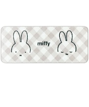 ミッフィー miffy インテリアマット【50X120cm】 チェックライン グレー
