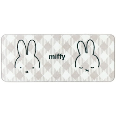 ミッフィー miffy インテリアマット【50X120cm】 チェックライン グレー