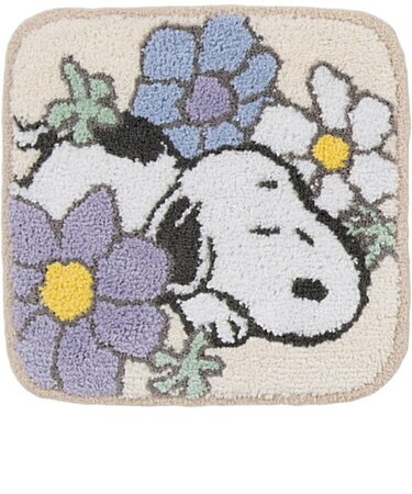 スヌーピー 花いっぱい マルチマット ブルー チェアマット インテリア SNOOPY