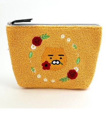 カカオフレンズ KAKAO FRIENDS ライアン サガラポーチ サガラ刺繍 小物入れ 学校 オフィス オレンジ