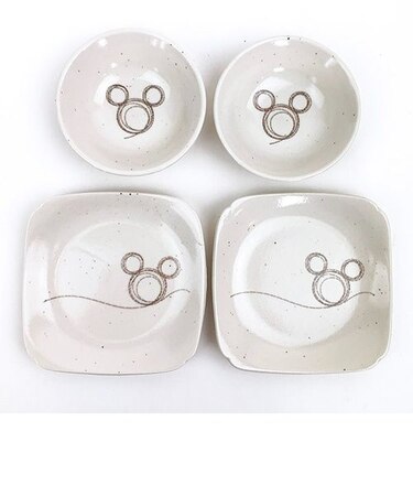 ディズニー ペア取り皿セット(中) ミッキー ステッチライン 皿 キッチン ランチ パーティー ギフト