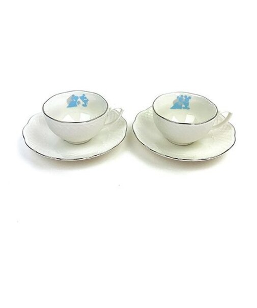 ディズニー ミッキーマウス ミニーマウス ペアカップ&ソーサー 食器 食器セット キッチン 結婚祝い ギフト ホワイト