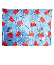 スヌーピー ボア付ウォームクロス (ドッグハウス) ブルー ブランケット SNOOPY