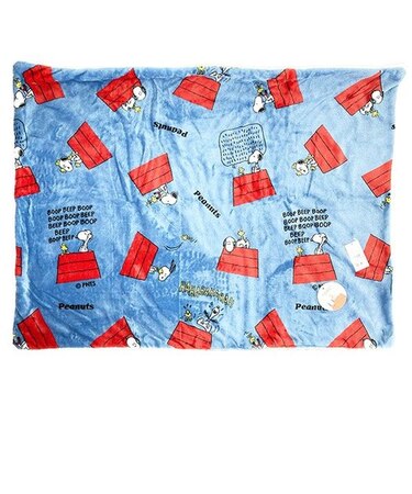 スヌーピー ボア付ウォームクロス （ドッグハウス） ブルー ブランケット SNOOPY
