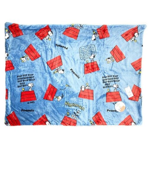 スヌーピー ボア付ウォームクロス （ドッグハウス） ブルー ブランケット SNOOPY