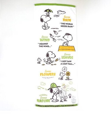 スヌーピー フェイスタオル NATURE ウッドストック SNOOPY グリーン
