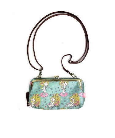 水森亜土 ジャガードお財布ショルダーバッグ ハナ ミント 亜土ちゃん