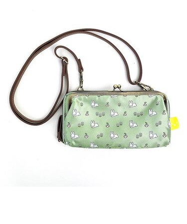 ミッフィー miffy ジャガードお財布ショルダーバッグ （うさぎ柄） グリーン