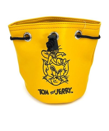 トムとジェリー 下にいるのは 巾着ポーチ ゴルフ用品 ゴルフボール ボールポーチ オレンジ