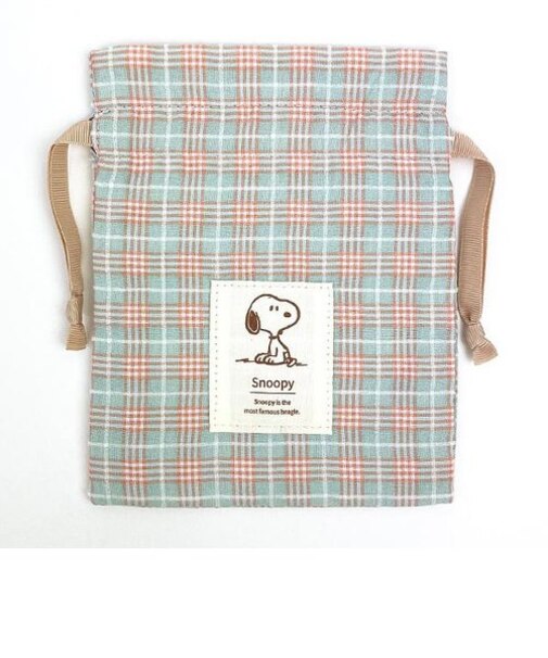 スヌーピー 巾着袋(S) グリーン 小物入れ SNOOPY