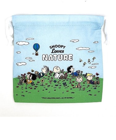 スヌーピー 巾着袋(S) ブルー Loves NATURE 小物入れ SNOOPY