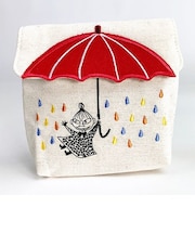 ムーミン リトルミィ 雲と傘 ポーチ 刺繍 小物入れ ペンケース コスメ入れ インテリア 文具 収納 ミニ RED