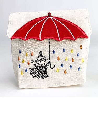ムーミン リトルミィ 雲と傘 ポーチ 刺繍 小物入れ ペンケース コスメ入れ インテリア 文具 収納 ミニ RED