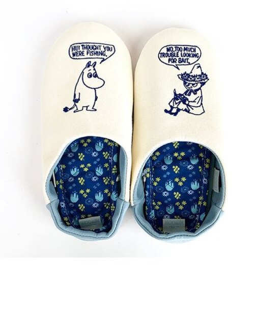 ムーミン ムーミンとおしゃべり スリッパ 部屋 インテリア スリッパ 室内 洗える ルームシューズ 携帯スリッパ BLUE