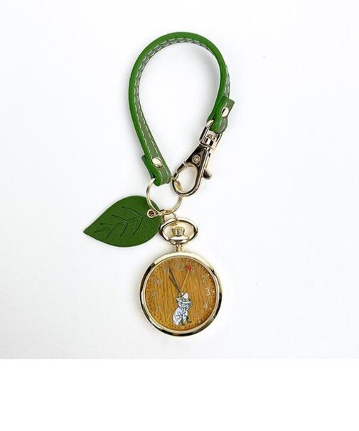 ムーミン MOOMIN ウッドキーチェーン ウォッチ グリーン 時計 チャーム